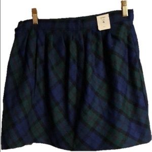 NWT Blue plaid wool blend fully lined mini skirt